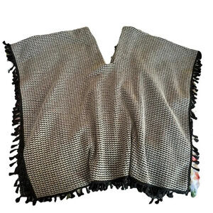 Crescent women's size small tan pancho with black tassels